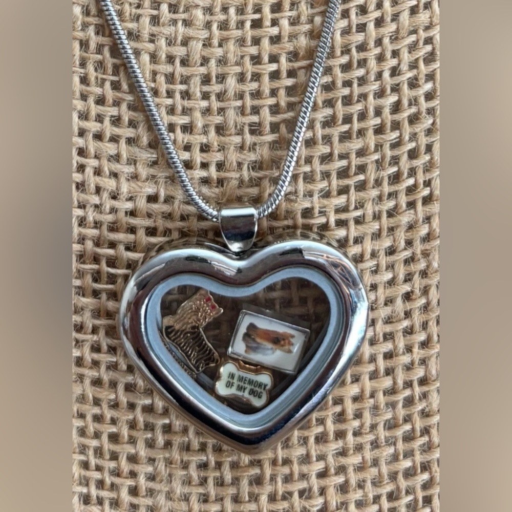 Charmed Creations Floating Charm Locket YORKIE  Necklace NEW
